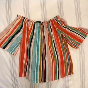 Off the shoulder striped top